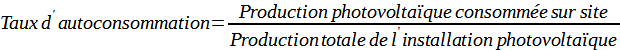 calcul du taux d'autoconsommation d'énergie
